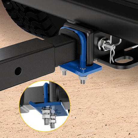 Trailer Hitch Tightener for 2 Inch Trailer Hitches Hitch Mount Anti Rattle Heavy Duty Steel with Rubber Cover Blue U Bolt Glossy Coating Plate Electrophoresis Anti-Rust Triple Protective
