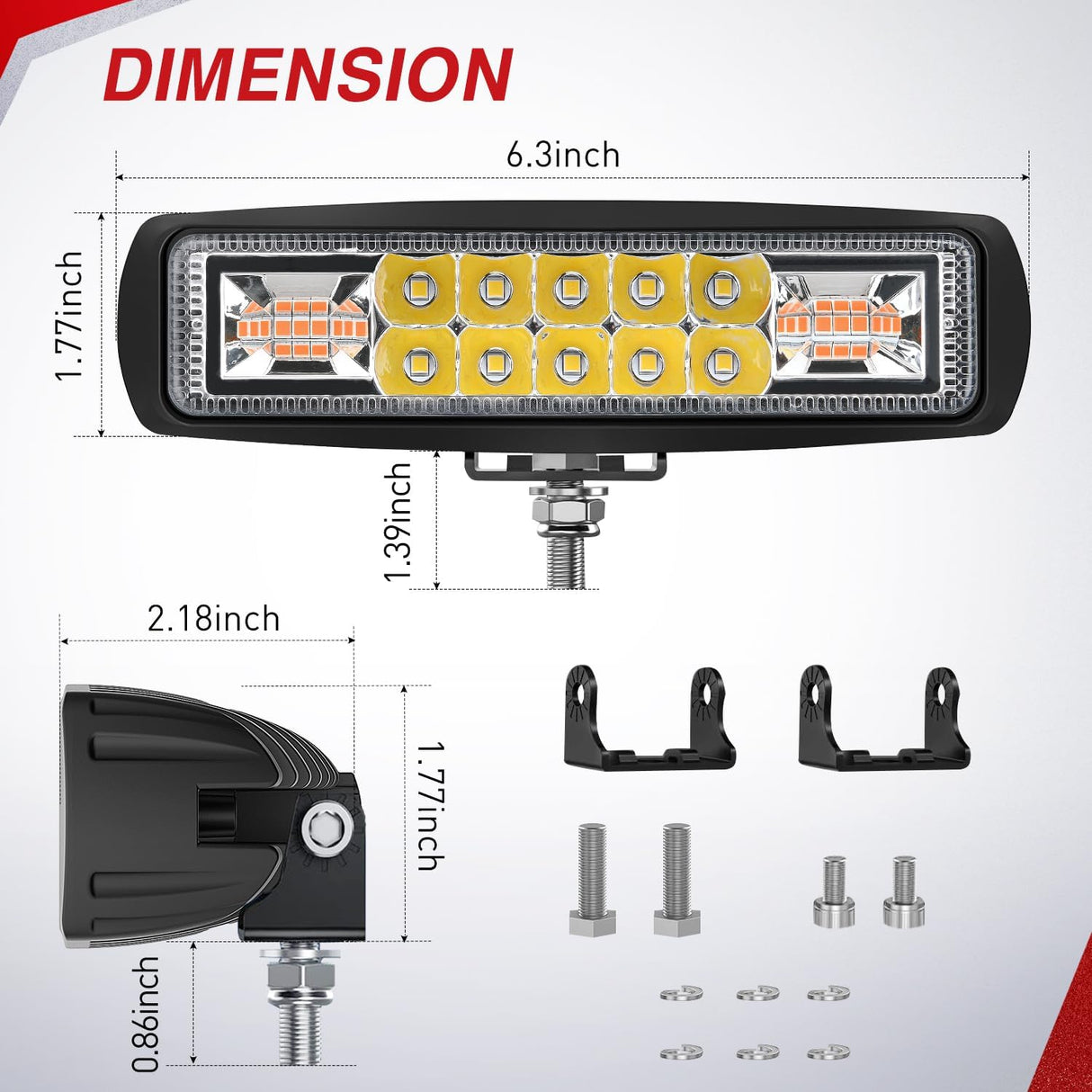 LED Light Pods 2PCS 6 Inch 60W Amber White 3 Lighting Modes Fog Lights Spot Flood Combo Beam with Dual Control 18AWG Wiring Harness for Truck Pickup Golf Cart UTV ATV SUV Boat 4x4 Car