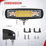LED Light Pods 2PCS 6 Inch 60W Amber White 3 Lighting Modes Fog Lights Spot Flood Combo Beam with Dual Control 18AWG Wiring Harness for Truck Pickup Golf Cart UTV ATV SUV Boat 4x4 Car
