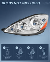 Headlight Assembly 2006-2010 Toyota Sienna Headlight Assembly Chrome Housing Amber Reflector Clear Lens