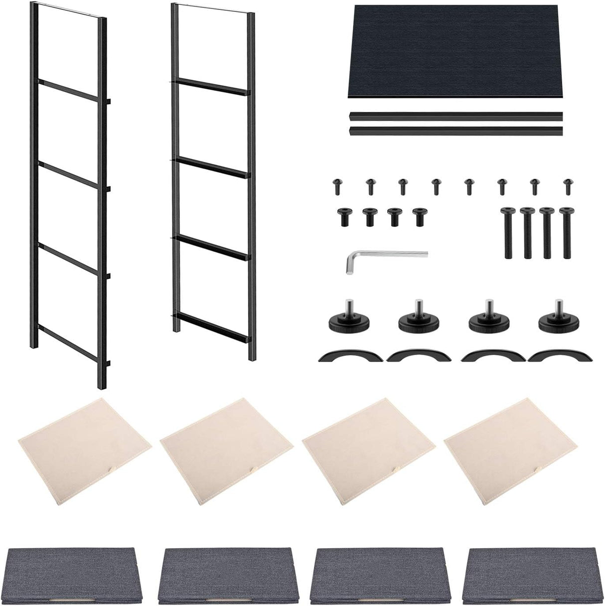 Storage Tower Units, Nightstand Dresser Organizer with 4 Drawers, Fabric Vertical, Steel Frame Wide Wood Top Small Dresser for Bedroom Hallway Entryway Closets, Easy Pull Handle, Black Grey