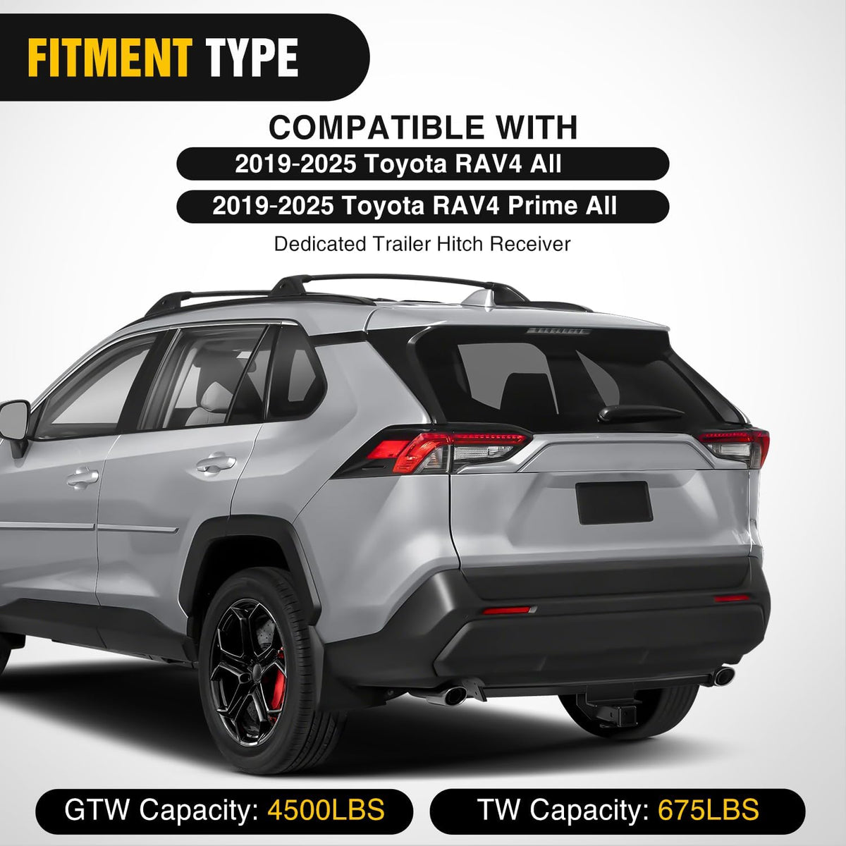 Class 3 Trailer Hitch 2 Inch Receiver Tow Hitch Compatible with 2019 2020 2021 2022 2023 2024 2025 Toyota RAV4 All 2019-2025 Toyota RAV4 Prime All Black Powder Coated