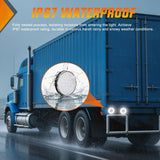 Trailer Tail Lights 2PCS 4Inch Round 32LED White Halo Chrome | Plated Frame Grommet IP67 Waterproof Marker Clearance Stop Brake Turn Running Taillights for Trailer Truck Pickup Camper RV