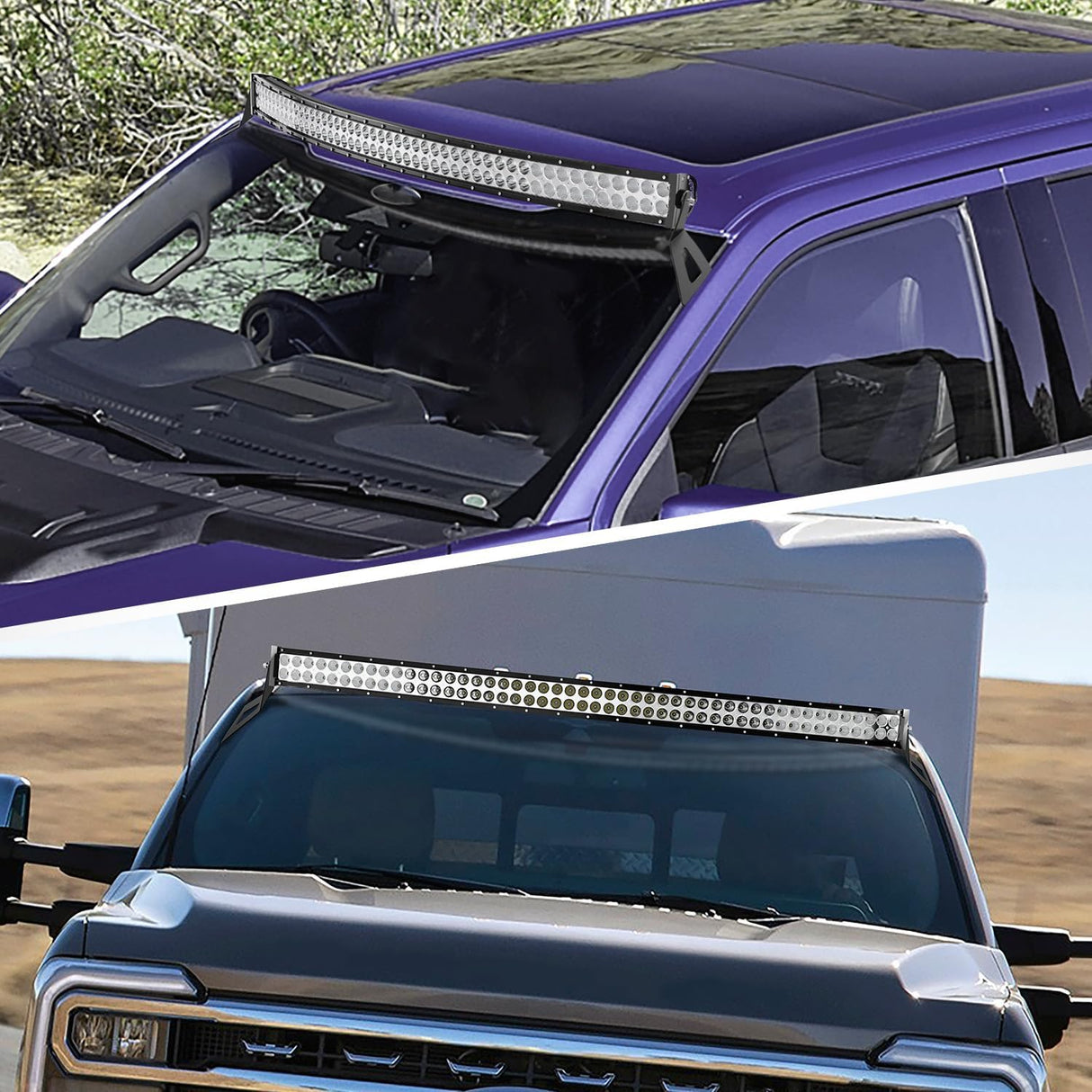 54 inch Curved LED Light Bar Bracket Mounting Upper Windshield Roof Cab Brackets Compatible with Ford F250 F350 F450 Super Duty 1999-2016