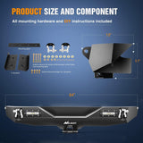 Rear Bumper Compatible for 2007-2018 Wrangler JK,Rock Crawler Bumper with Hitch Receiver & 2X Upgraded 18W LED Lights Off Road Textured Black,2 Years Warranty