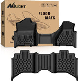 TPE Floor Mats for Dodge Ram 1500 2500 3500 Bench Seat Crew Cab 2013 2014 2015 2016 2017 2018 & Ram 1500 Classic 2019 2020 2021 2022 2023 2024 All Weather Custom Fit Heavy Duty Floor Liners