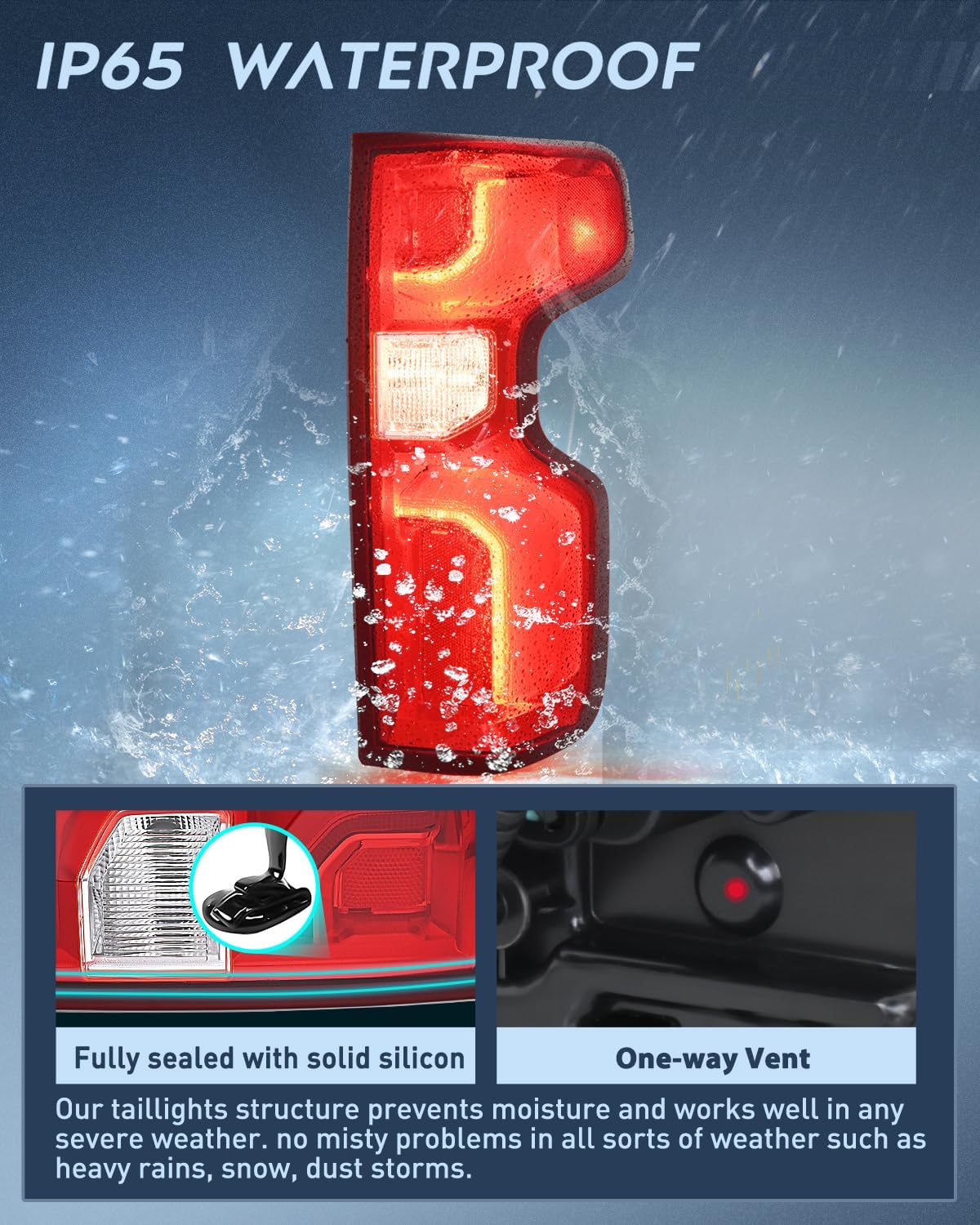 Taillight Assembly for 2019 2020 2021 2022 2023 Chevy Silverado1500 | 2020 2021 2022 2023 Silverado 2500HD 3500HD LED Tail Light Rear Lamp Replacement Passenger Side