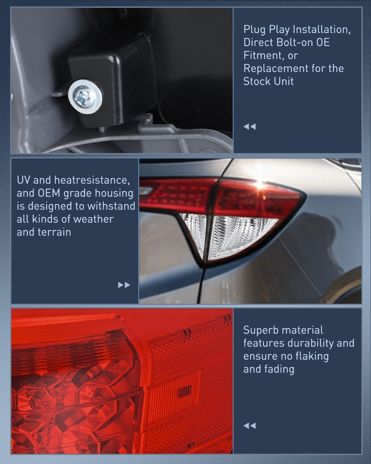 Taillight Assembly Compatible with 2019 2020 2021 2022 Honda HRV | Red Clear Tail Light OE Style Rear Outer Lamp Replacement Passenger Side