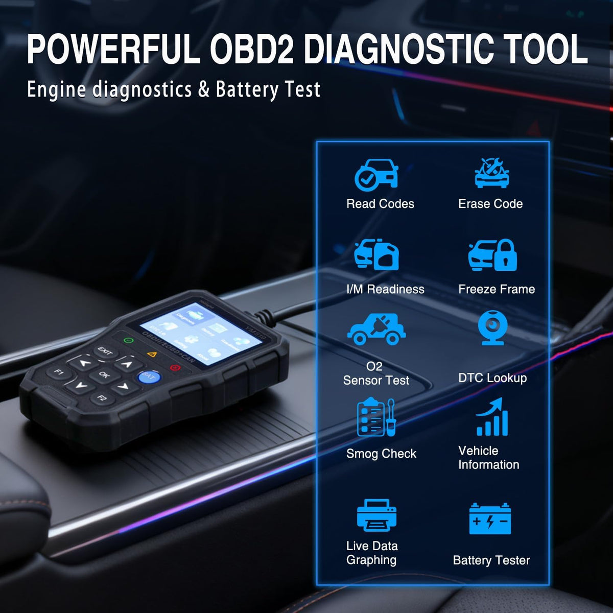 YM519 2.8 Inch Large Screen OBD2 Scanner - Enhanced Automotive Computer Diagnostic Tool - Car Code Reader for Engine Faults, I/M Readiness & Emission Test for All OBD II Protocol Cars