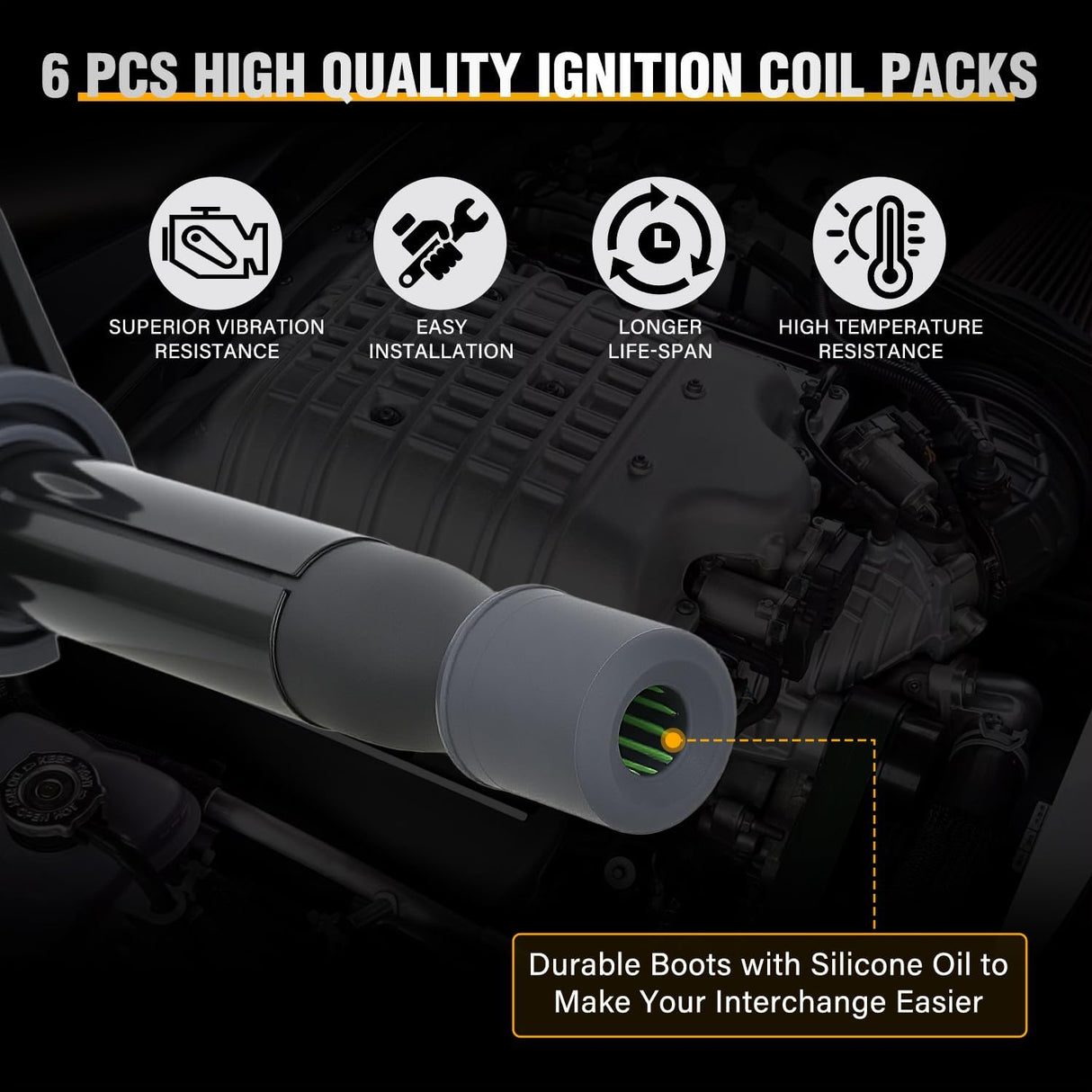 Ignition Coil Pack Fit for Honda 2000 2001 02 2003-2007 Accord Odyssey 2008-2010 EX LX DX NHL SE Fit for Acura 1999-2008 CL RL TL 3.0L 3.2L 3.5L V6 OE# UF242 C1221 Ignition Coils Set of 6