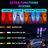 LED Whip Light 2 PCS 3FT COB RGB Lighted Antenna Whips with Spring Base Remote & App Control DIY Patterns Turn Brake Reverse Lights for Can-am Offroad ATV UTV RZR Polaris Dune Buggy Truck
