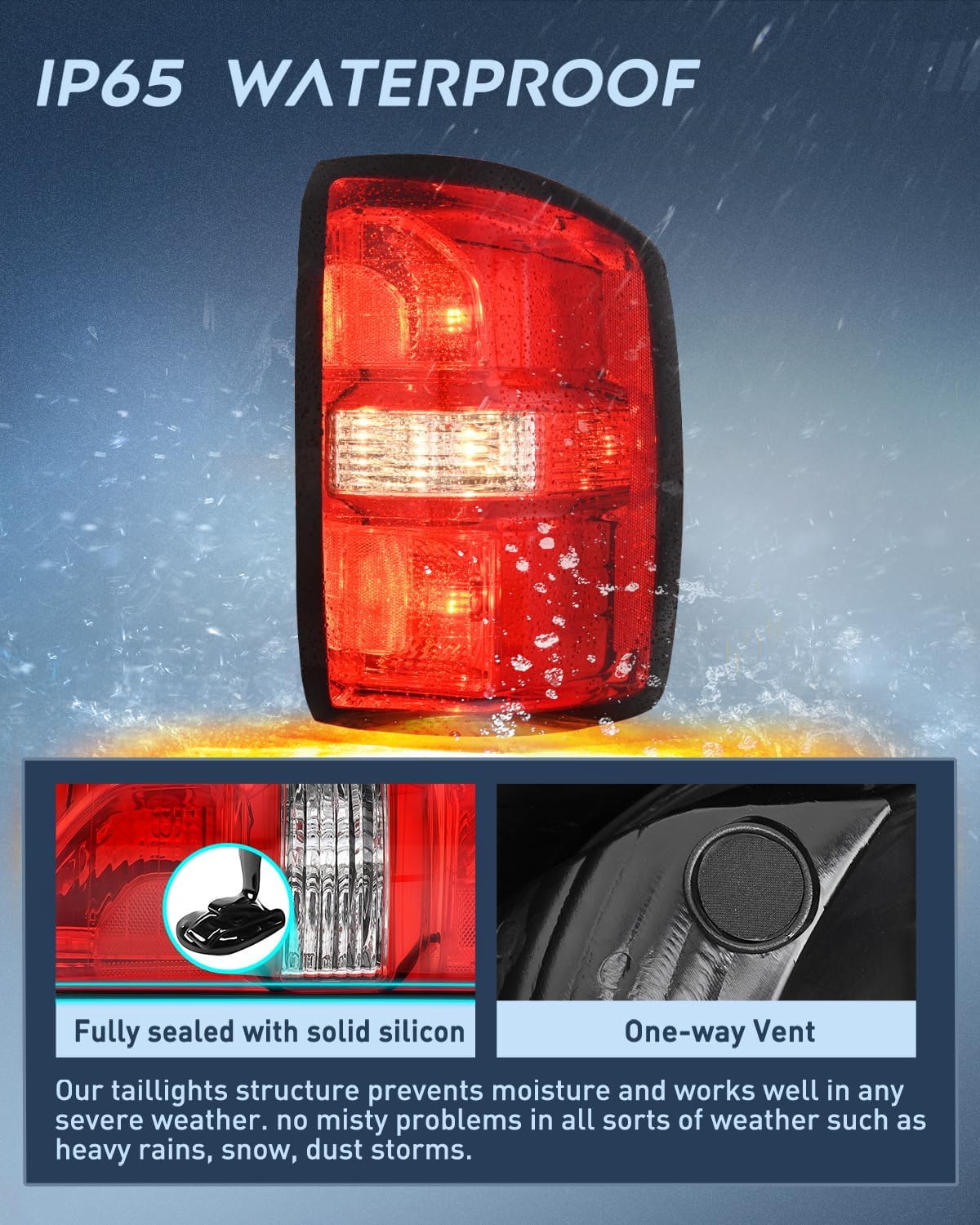 Taillight Assembly Compatible with 2014 2015 GMC Sierra 1500 2015 GMC Sierra 2500HD 3500HD Tail Light OE Style Rear Lamp Replacement Passenger Side