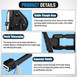 Towing Mirrors Turn Signal Reverse Puddle Lights Power Heated Adjustable Glass Manual Telescoping Folding Compatible With 2007-2014 Chevy Silverado GMC Sierra Yukon XL