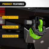 2 Pack 3/4 Inch D-Ring Separate Shackle 45,000 Lbs Break Strength | Includes 7/8 Inch Lock Pin, Isolators and Washers Off Road Recovery, for Tow Strap Winch Truck Vehicle Black&Green