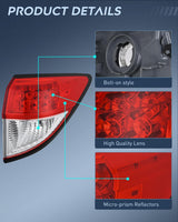 Taillight Assembly Compatible with 2019 2020 2021 2022 Honda HRV | Red Clear Tail Light OE Style Rear Outer Lamp Replacement Passenger Side