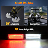 40LED Red White Emergency Strobe Traffic Advisor Light Bar with Suction Cups Dash Safety Warning Hazard Flashing Lights Interior Front/Rear Windshield for Trucks Construction Vehicles