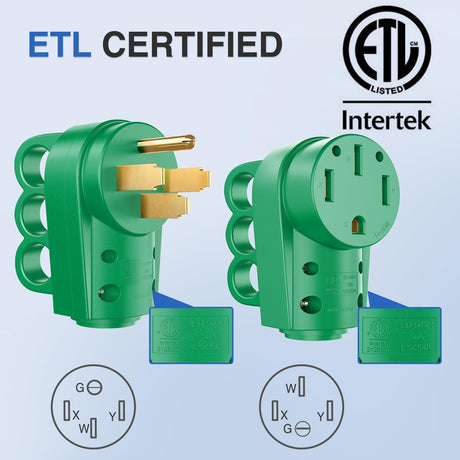 50 Amp RV Male and Female Plug Set Heavy Duty14-50P 14-50R Receptable 125V/250V Volt ETL Listed for Electrical Camper Caravan Motorhome Van Trailer