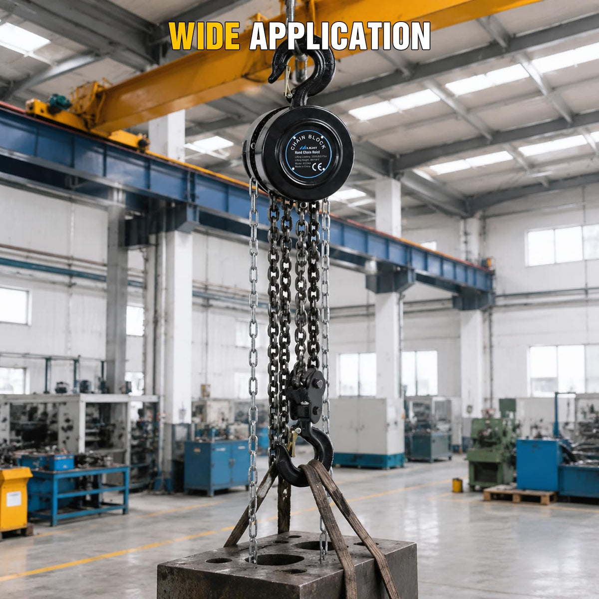 Manual Chain Hoist with Upgrade G70 Galvanized Chain1 Ton 2200 lbs Capacity 10 ft Lifting Height with 2 Hooks Heavy Duty Pulley Hoist for Garage Warehouse Automotive Machinery