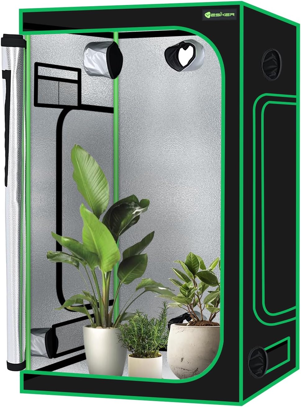 4x4 Grow Tent 48 Inchx48 Inchx80 Inch High Reflective Mylar Indoor Growing Tents 600D Oxford Cloth with Observation Window and Removable Floor Tray for Hydroponics Indoor Plants Fruit Flower Veg Growing