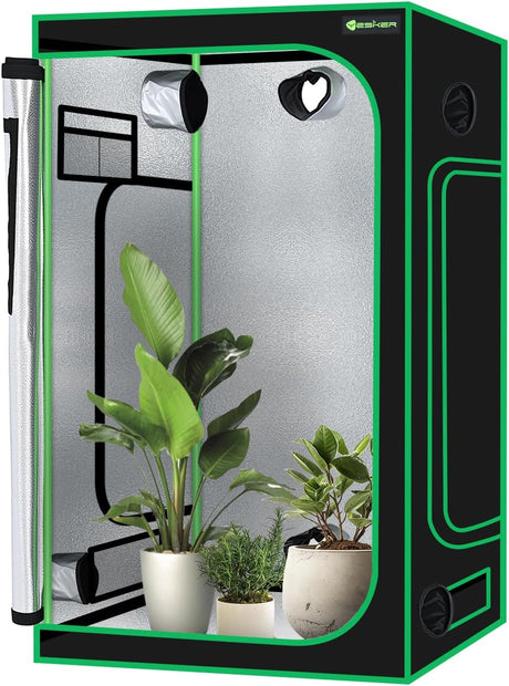 4x4 Grow Tent 48 Inchx48 Inchx80 Inch High Reflective Mylar Indoor Growing Tents 600D Oxford Cloth with Observation Window and Removable Floor Tray for Hydroponics Indoor Plants Fruit Flower Veg Growing