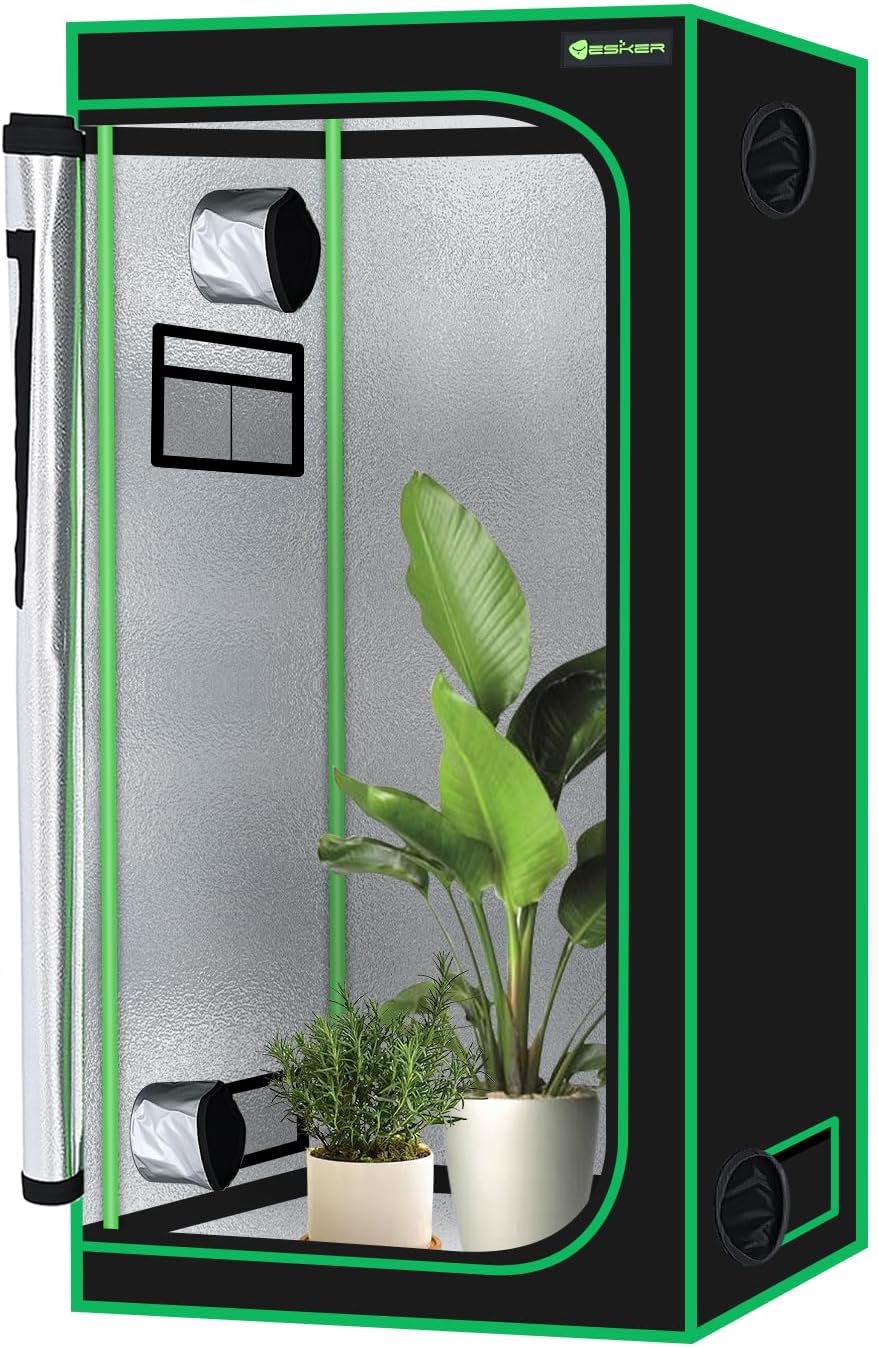 3x3 Grow Tent 36 Inchx36 Inchx72 Inch High Reflective Mylar Indoor Growing Tents 600D Oxford Cloth with Observation Window and Removable Floor Tray for Hydroponics Indoor Plants Fruit Flower Veg Growing