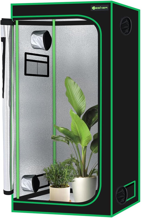 3x3 Grow Tent 36 Inchx36 Inchx72 Inch High Reflective Mylar Indoor Growing Tents 600D Oxford Cloth with Observation Window and Removable Floor Tray for Hydroponics Indoor Plants Fruit Flower Veg Growing