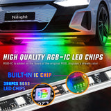 4Pcs Aluminum Underglow Neon Accent Strip Lights 396 LEDs Dream Color Door Assist Multi Mode Sound Active Function Music Modes with APP Remote Control Underbody Light Strips for Car Truck RV