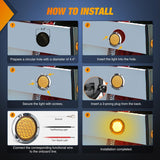 4Inch Round Tail Lights 2PCS Amber 24LED Chrome Bezel | Waterproof Running Turn Signal Lights Stainless Steel Trim for Trucks Trailers RVs Lorries Boats Tractors