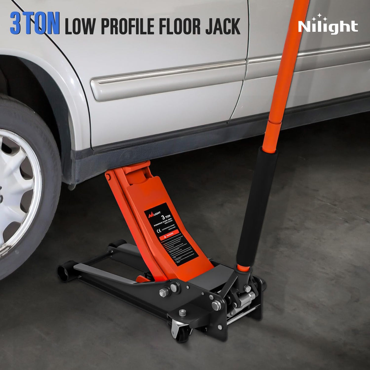 3 Ton Floor Jack, Low Profile Car Hydraulic Jack with Dual Pistons Quick Lift, 2.95 Inch-19.88 Inch Lifting Range