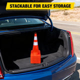 28 inch Traffic Safety Cones, 8  Pack Durable PVC Orange Cones with Reflective Collars for Road Safety, Parking, Construction Work, Sports Training