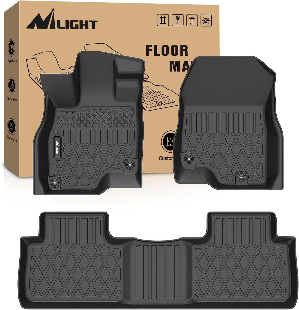 TPE Floor Mats for Acura RDX 2019 2020 2021 2022 2023 2024 2025 2026, All Weather Custom Fit Heavy Duty Floor Liners