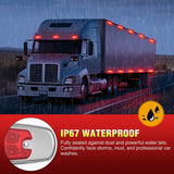 6.3 Inch Red Rectangle Side Marker Light with High Low Strobe | 12 LED IP67 Waterproof Chrome Bezel 12V Surface Mount Marker & Clearance Light Fits Pickup Trucks Trailers RVs Boats,10 Pack