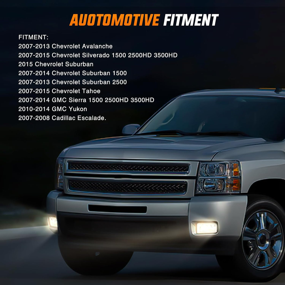 Fog Lights Assembly Compatible with 2007 2008 2009 2010 2011 2012 2013 2014 2015 Chevrolet Silverado Avalanche Tahoe Suburban GMC Sierra Yukon Cadillac Escalade Clear Lens