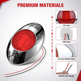 3 Inch Oval LED Trailer Marker Light, Chrome Bezel Red Lens | 10 Pack IP67 Waterproof 12V Surface Mount Marker & Clearance Light, Fits Semi Trucks Trailers RVs Pickup Trucks Vans