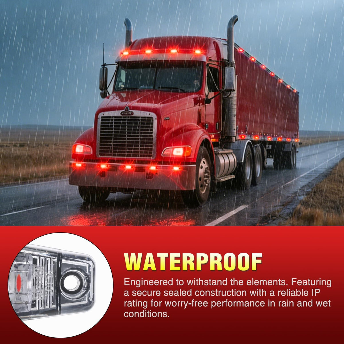 2.5 Inch Oval Side Marker Light, White Lens Red LED,Waterproof | 2LED 80LM High Output Surface Mount Marker & Clearance Light, 12V Direct Wire Fits Pickup Trucks Trailers RVs & Boats,8 Pack