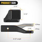 Trailer Hitch Ball Mount Fits 2-1/2 Inch Receiver Square | with 5/8 Inch Hitch Pin Clip 15000 lbs 2 Inch Drop 1/2 Inch Rise, 1-1/4-Inch Hole, Gloss Black Powder Coat