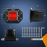 Flush Mount LED Light Pods 2 PCS 42 W Red Upgraded Spot Flood Combo Bumper Driving Fog Lights Fishing Hunting Emergency Safety Signal Light for UTV Pickup Van Boat Tractor