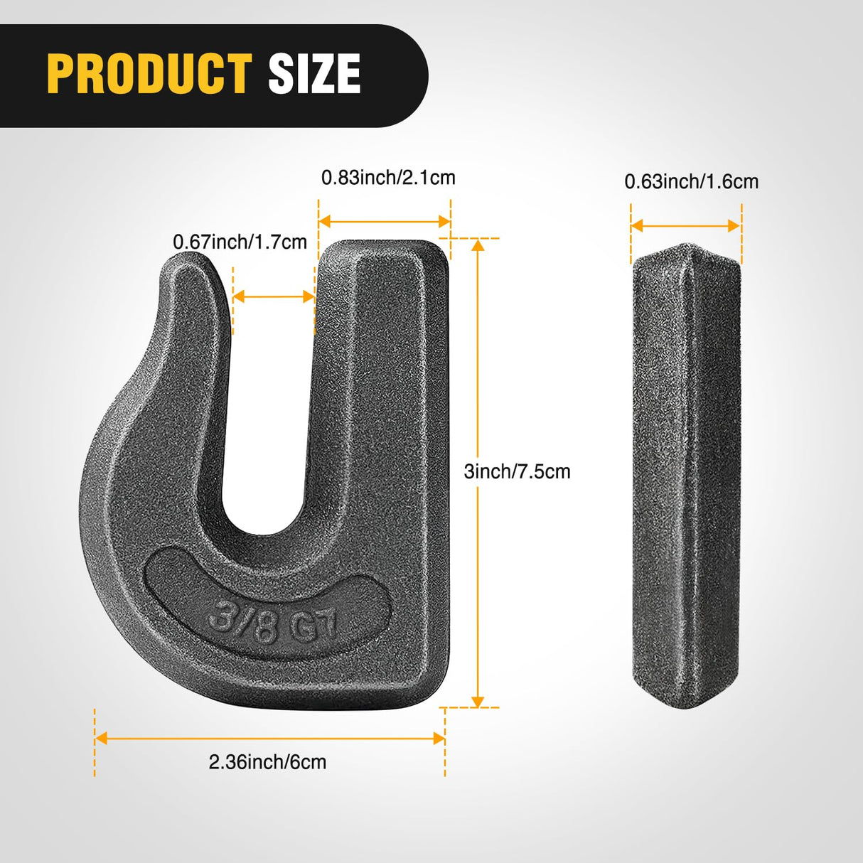 6PCS Weld-On Forged Clevis Grab Chain Hooks 3/8 Inch Heavy Duty Forged Grade 70 Grade Utility Hook Weldable for Trailer Truck Rigging Car SUV RV UTV Tractors Work Loading Capacity 6600 LBS