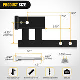 Trailer Hitch Extender Adapt 1-1/4 Inch to 2 Inch Receiver, 4-1/4 Inch Rise or Drop with Bolt Nut Clip 350 lbs TW Adjustable Extend 7.5 Inch and 9.5 Inch Length Matte Black Powder Coated