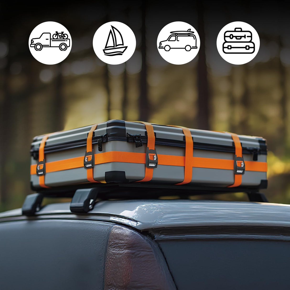1in x 12ft Heavy Duty Lashing Straps 4PCS | Adjustable Cam Buckle Tie-Down Straps 1320LBS for Motorcycle Boat RV Cargo Trucks Trailer Luggage Orange&Black