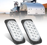 Taillight Assembly 4.4 Inch Aluminum Housing Tail Light 2 PCS 16 LED White Back Up Reverse Marker Lights Surface Mount IP67 Waterproof for 10-30V RV Camper Trailer Truck Bus Boat