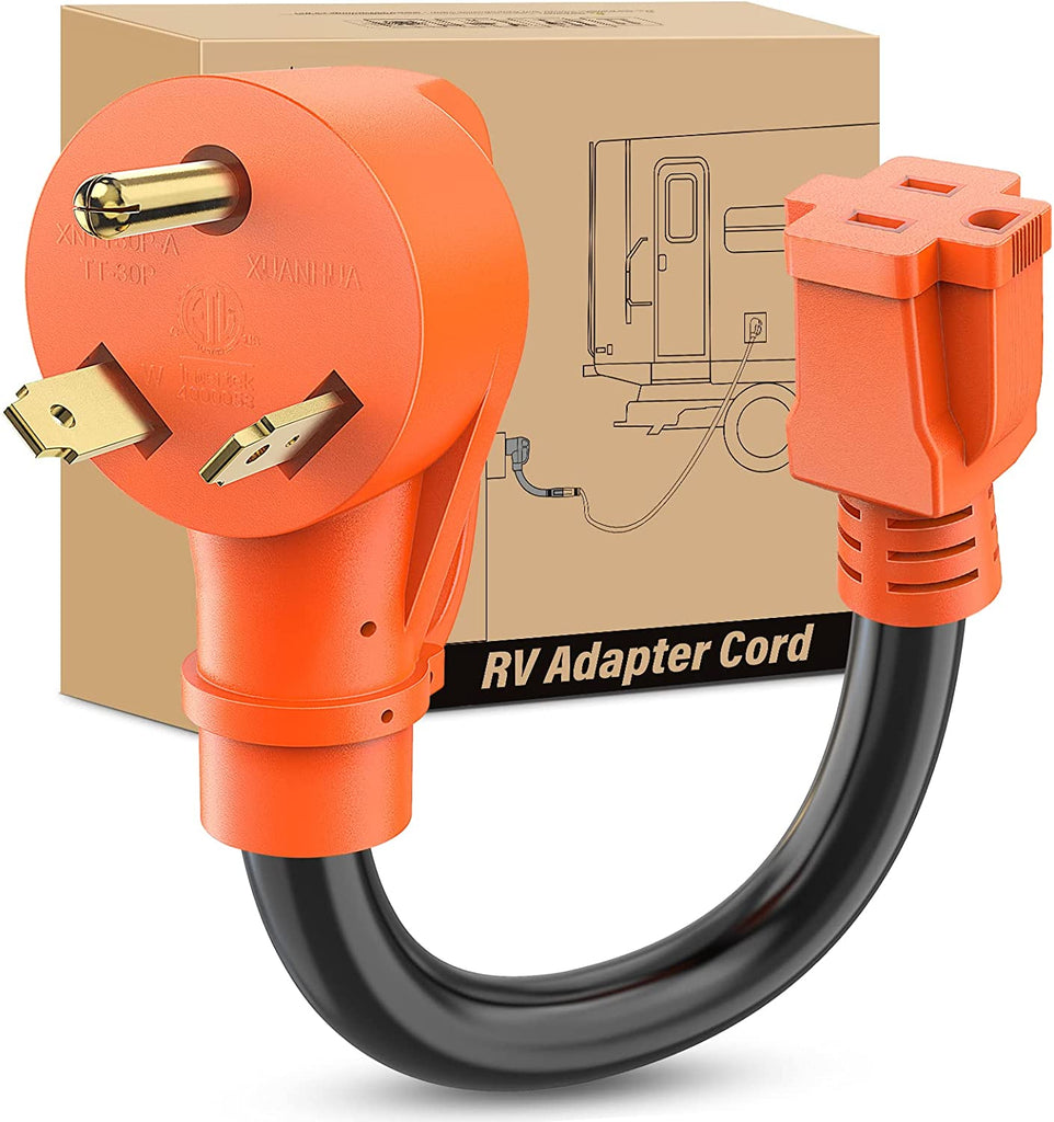 accessory Nilight RV Power Adapter Cord 30 Amp to 15 Amp Pure Copper Heavy Duty 10 Gauge Wire ETL Listed TT-30P to 5-15R 30M/15F Weatherproof Cord for RV Camper Caravan Van Trailer, 2 Years Warranty