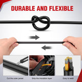 50FT 16AWG 3 Conductor Electrical Wire Tinned Oxygen Free Copper Red Black Yellow 3 Wires Parallel 600V DC Flexible PVC Case Extension Cords for LED Strips Lamps Lighting