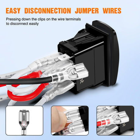 NAV/ANC Rocker Switch 7Pin Navigation Anchor Lights Toggle On Off DPDT Laser Etched 12V 24V Jumper Wires for ARB Carling NARVA Style Marine Boat Ship Vessel