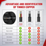 50FT 14AWG 3 Conductor Electrical Wire Tinned Oxygen Free Copper Red Black Yellow 3 Wires Parallel 600V DC Flexible PVC Case Extension Cords for LED Strips Lamps Lighting