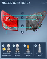Taillight Assembly Compatible with 2011 2012 2013 2014 2015 Chevy Cruze 2016 Limited Outer Tail Light OE Style Rear Lamp Replacement Driver and Passenger Side