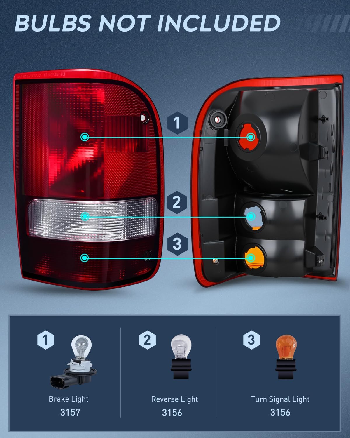 Taillight Assembly Compatible with 1993 1994 1995 1996 1997 Ford Ranger Dark Red Tail Light OE Style Rear Lamp Replacement Driver and Passenger Side