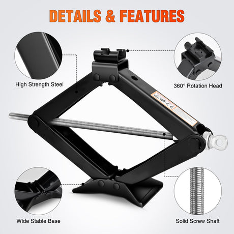 Scissor Jack for Car 2 Ton (4409 lbs), Heavy Duty Steel Scissor Lift Jack Car Kit with Crank Handle for Sedan SUV MPV Tire Changing, 3.9 Inch-15.7 Inch Lifting Range Portable Small Jack, Black