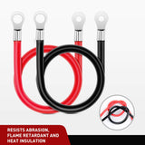 6AWG 20 Inch Battery Power Inverter Cables 3/8 Inch Lugs | Tinned Copper Teiminal Red Black Oxygen-Free Wires Max. 59.9A for Solar Motorcycle Automotive Power Inverters