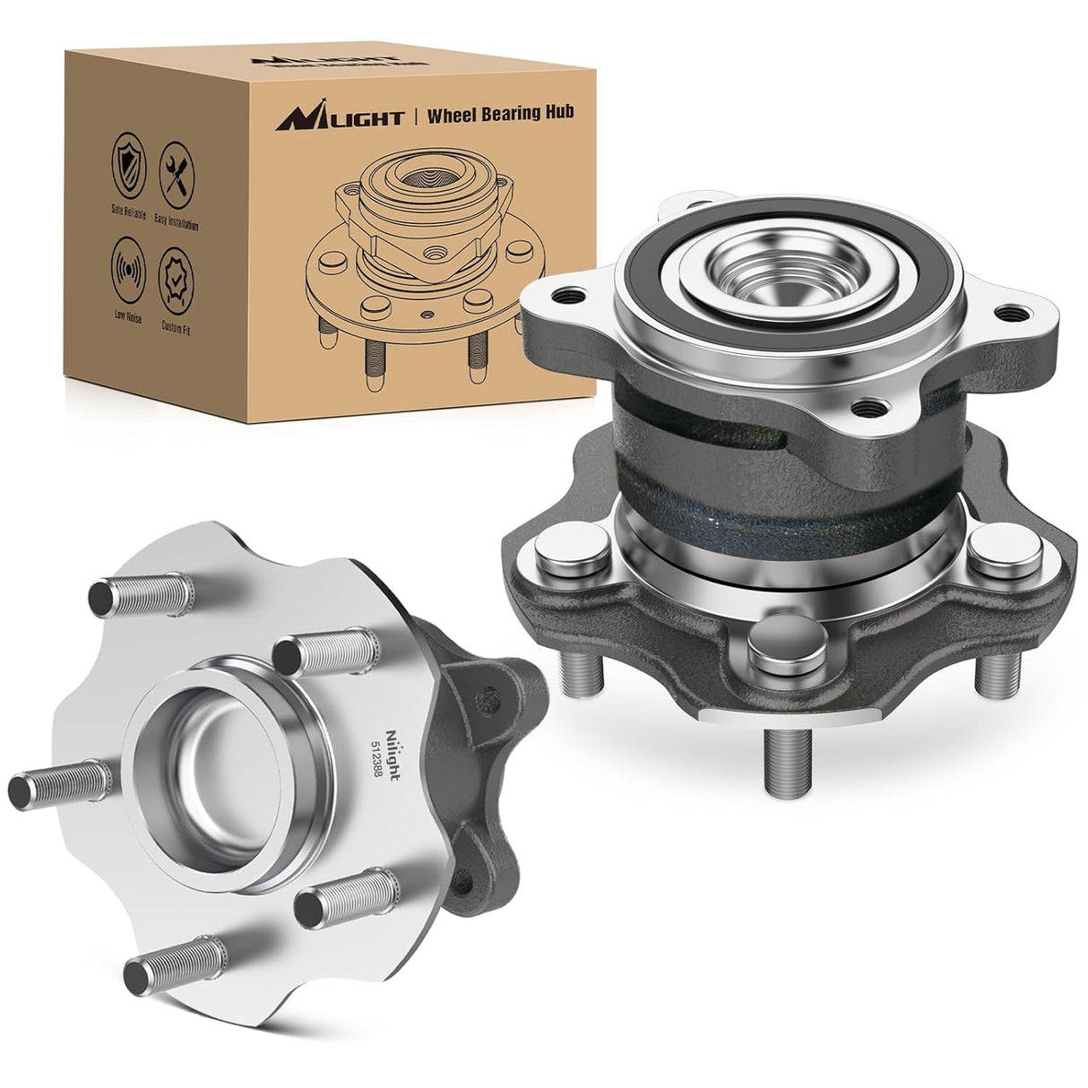Rear Wheel Hub Bearing Assembly for Nissan Altima 2007-2014 2015 2016 2017 2018, Murano 2015-2016, Maxima 2009-2019, Pathfinder 2013-2019, Infiniti JX35, FWD 5 Lugs-512388 2Pack